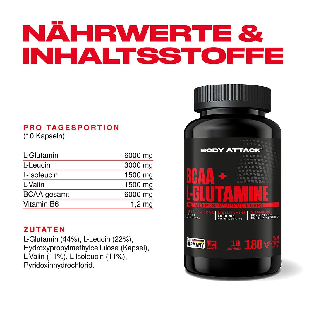 BCAA + GLUTAMINSÄURE 12000 (180 Caps)