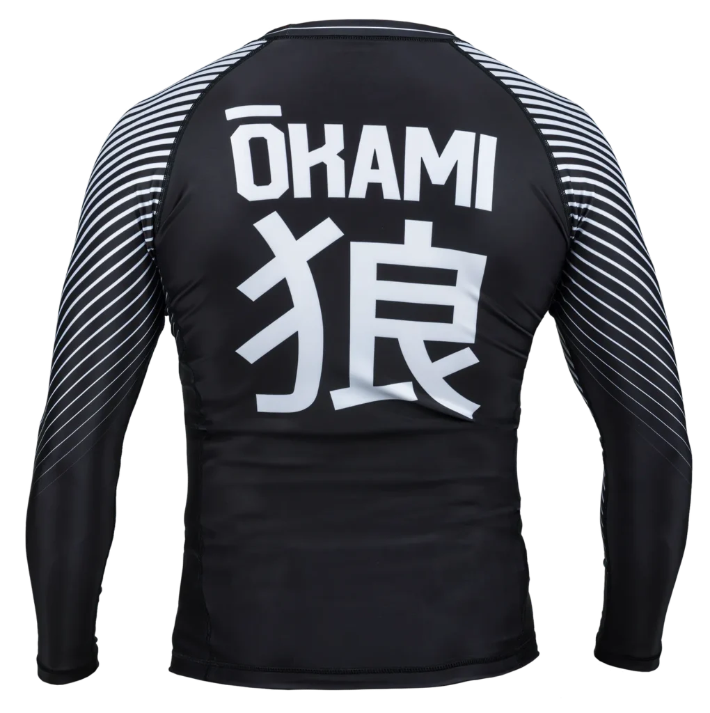 OKAMI Rashguard Big Kanji L/S Black & White