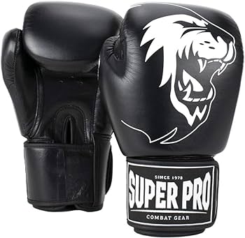 Super Pro Combat Gear Warrior Leder Boxhandschuhe black/white – Fightshop.de