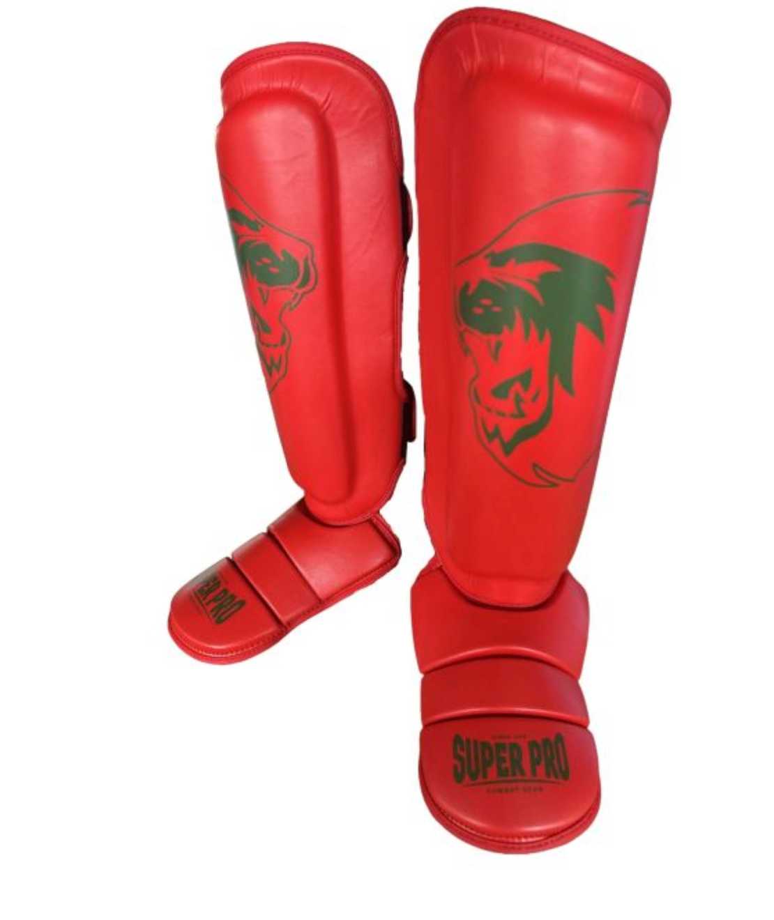 Super Pro Combat Gear Nations Maroc PU Schienbeinschoner Rot - Grün