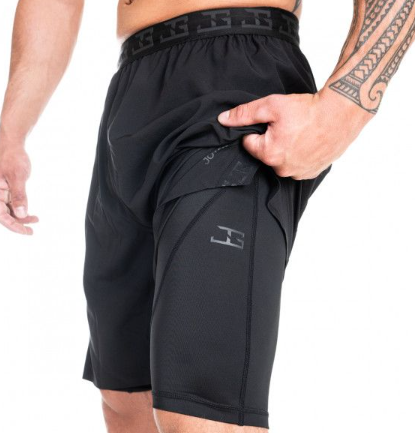 2-1 SHORT WITH SHORT LEGGING- BLACK/BLACK