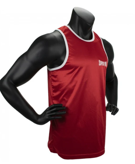 Super Pro Combat Gear Club Boxing Top Singlet Rot/Weiß