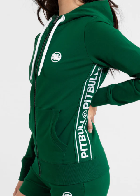 Damen Kapuzenjacke French Terry LA DETA - Dunkelgrün