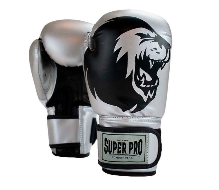 Super Pro Combat Gear Talent (Kick)Boxhandschuhe, Schwarz - Silber