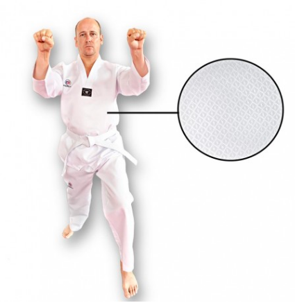 Tae-Kwon-Do + weiser Gürtel in 7,5 oz. 45% Poly, 55% Cotton
