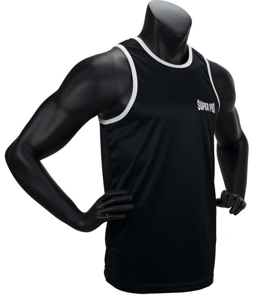 Super Pro Combat Gear Club Boxing Top Singlet schwarz/Weiß kids