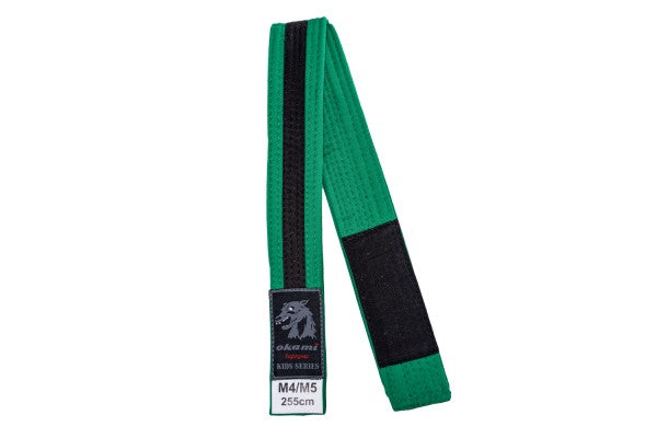 okami fightgear Kids BJJ Belt - grün / schwarz