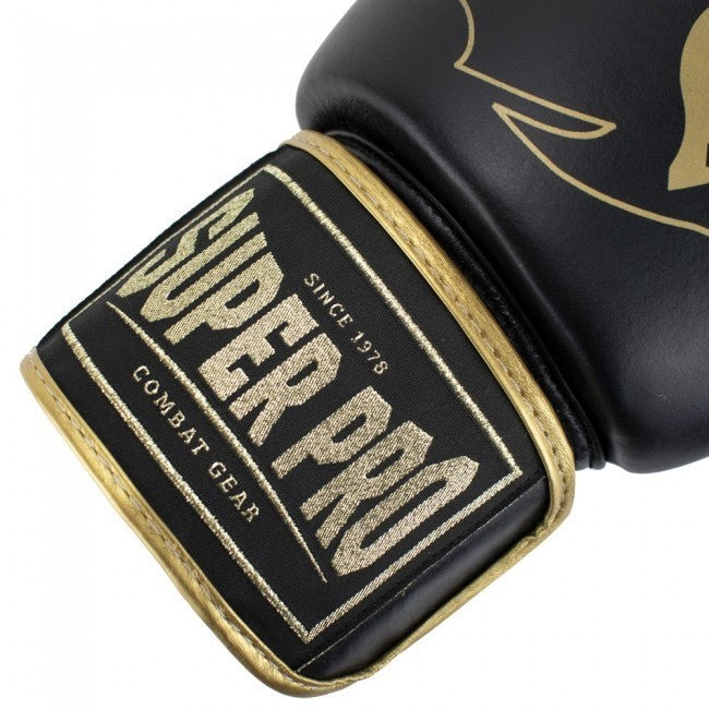 Super Pro Combat Gear Warrior SE Leder Boxhandschuhe Schwarz/Gold/Weiß