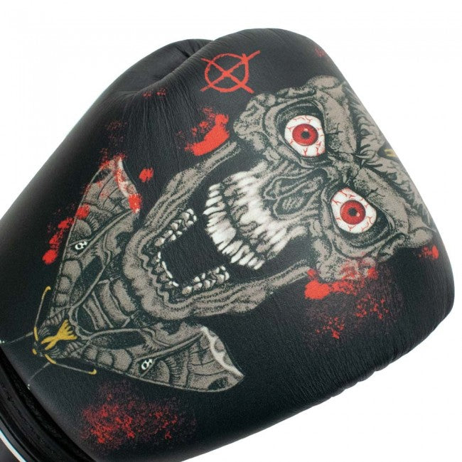 Super Pro Skull Kick Boxhandschuhe Schwarz Grau