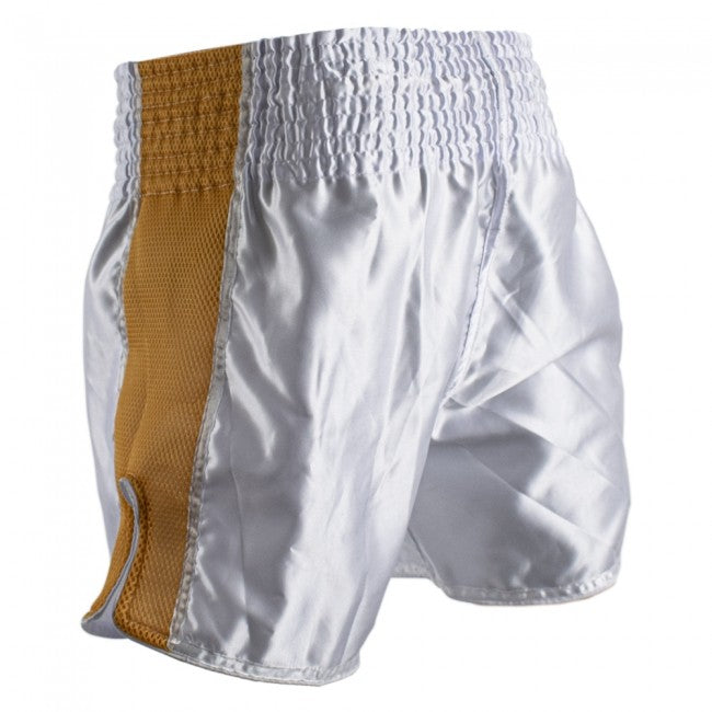 SUPER PRO COMBAT GEAR THAI- UND KICKBOXING SHORT BRAVE WHITE/GOLD