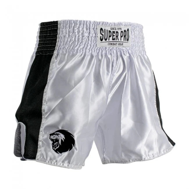 SUPER PRO COMBAT GEAR THAI- UND KICKBOXING SHORT BRAVE WHITE/BLACK kids