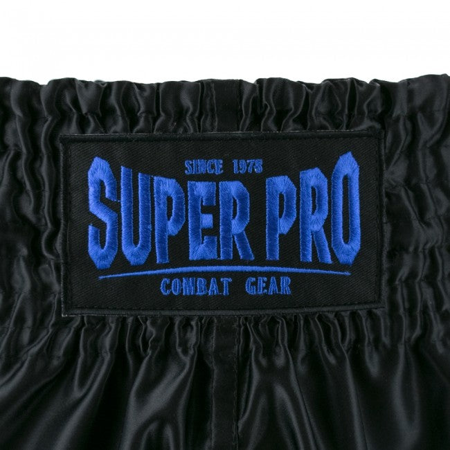 SUPER PRO COMBAT GEAR THAI- UND KICKBOXING SHORT BRAVE BLACK/BLUE
