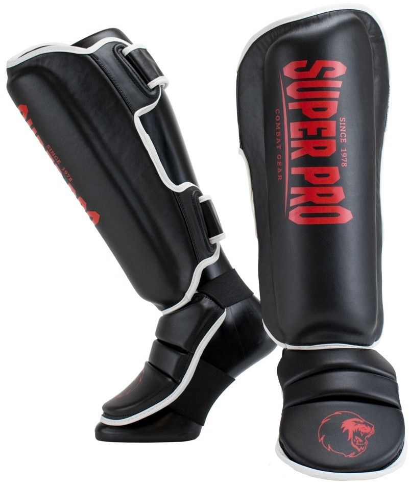 Super Pro Combat Gear Schienbeinschoner Protector SE Schwarz Rot Weiss
