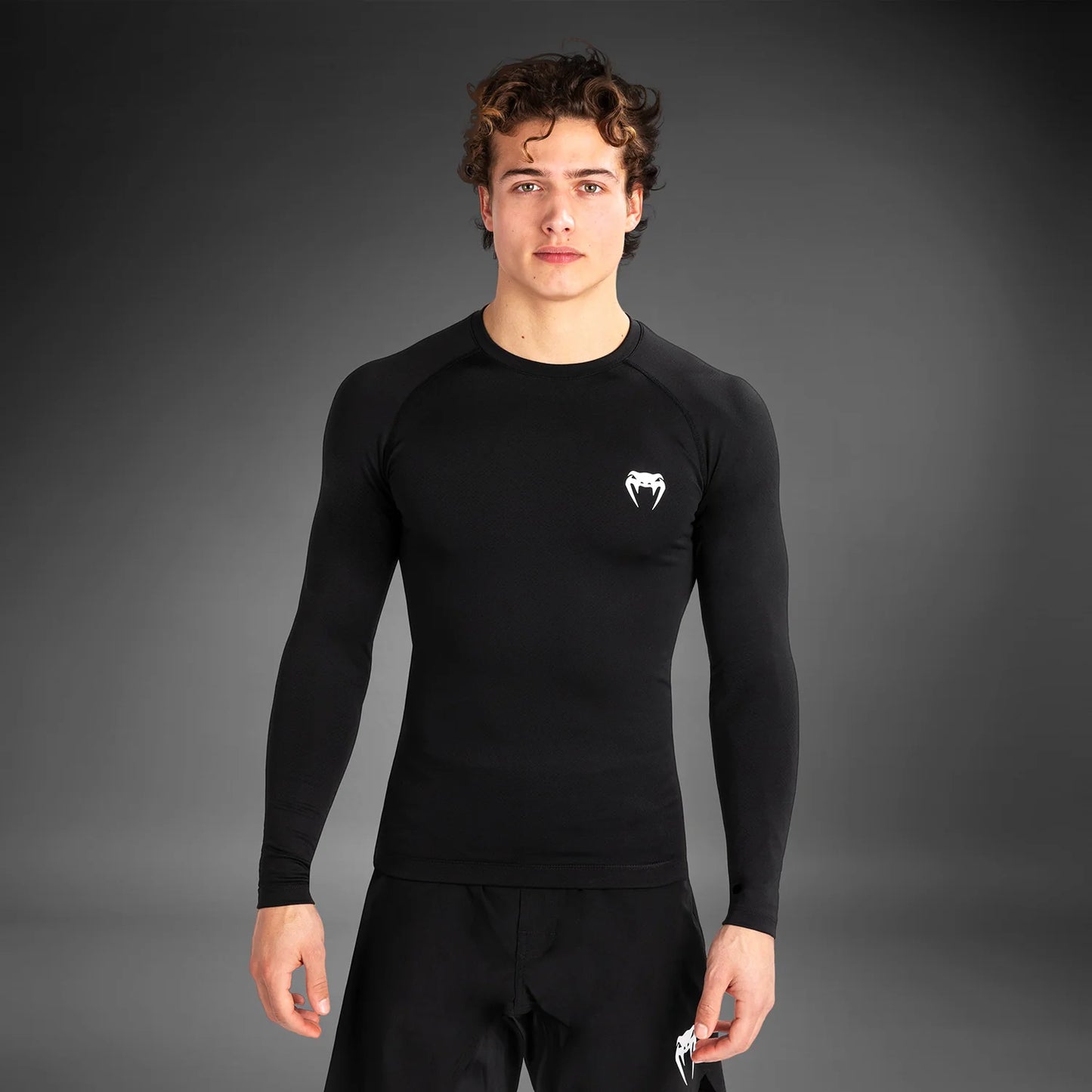 Venum Contender Herren Langärmeliger Rashguard - Schwarz/Weiß