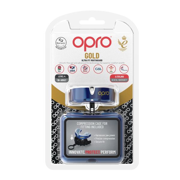 Opro Mundschutz Self-Fit Gold-Edition V2 Dunkelblau/Weiß Senior ultra fit