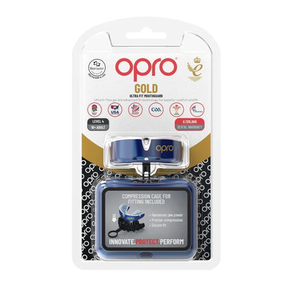 Opro Mundschutz Self-Fit Gold-Edition V2 Dunkelblau/Weiß Senior ultra fit
