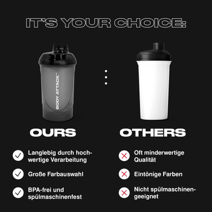 BODY ATTACK - Protein Shaker - Transparent/Red