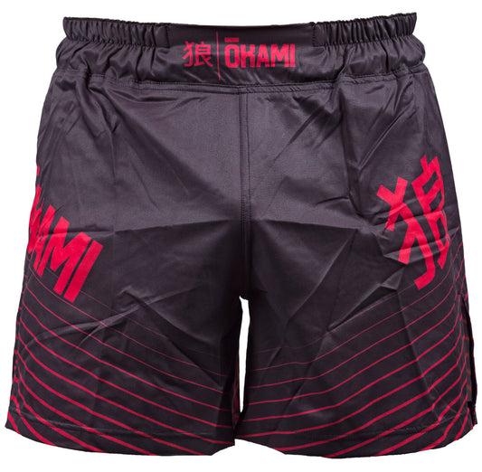 OKAMI Fight Shorts Big Kanji Black