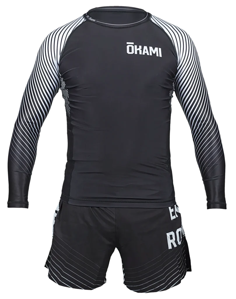 OKAMI Rashguard Big Kanji L/S Black & White