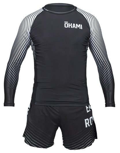 OKAMI Rashguard Big Kanji L/S Black & White