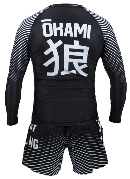 OKAMI Rashguard Big Kanji L/S Black & White