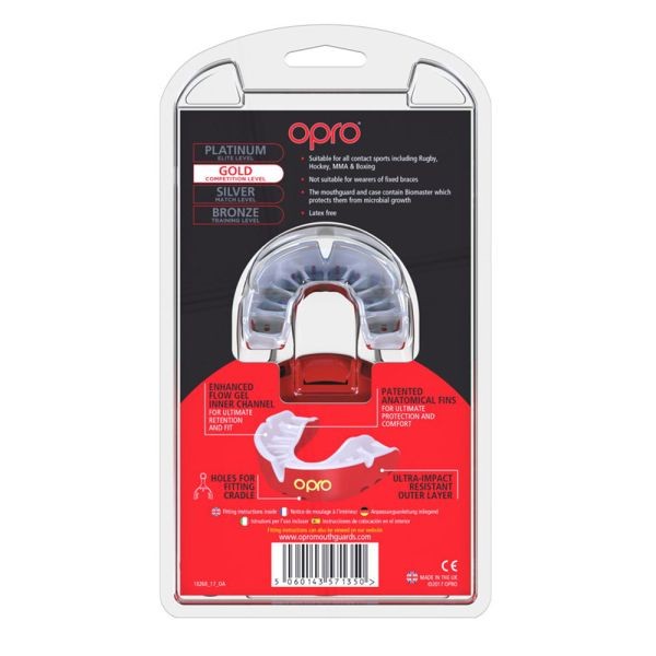 Opro Mundschutz Selbstanpassung Gold Junior rot self fit