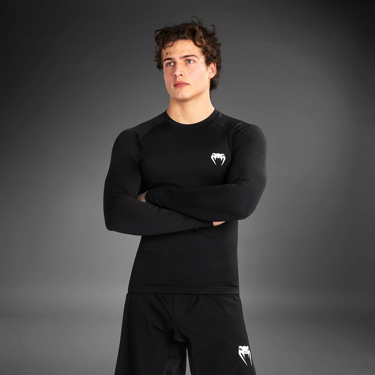 Venum Contender Herren Langärmeliger Rashguard - Schwarz/Weiß
