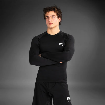 Venum Contender Herren Langärmeliger Rashguard - Schwarz/Weiß