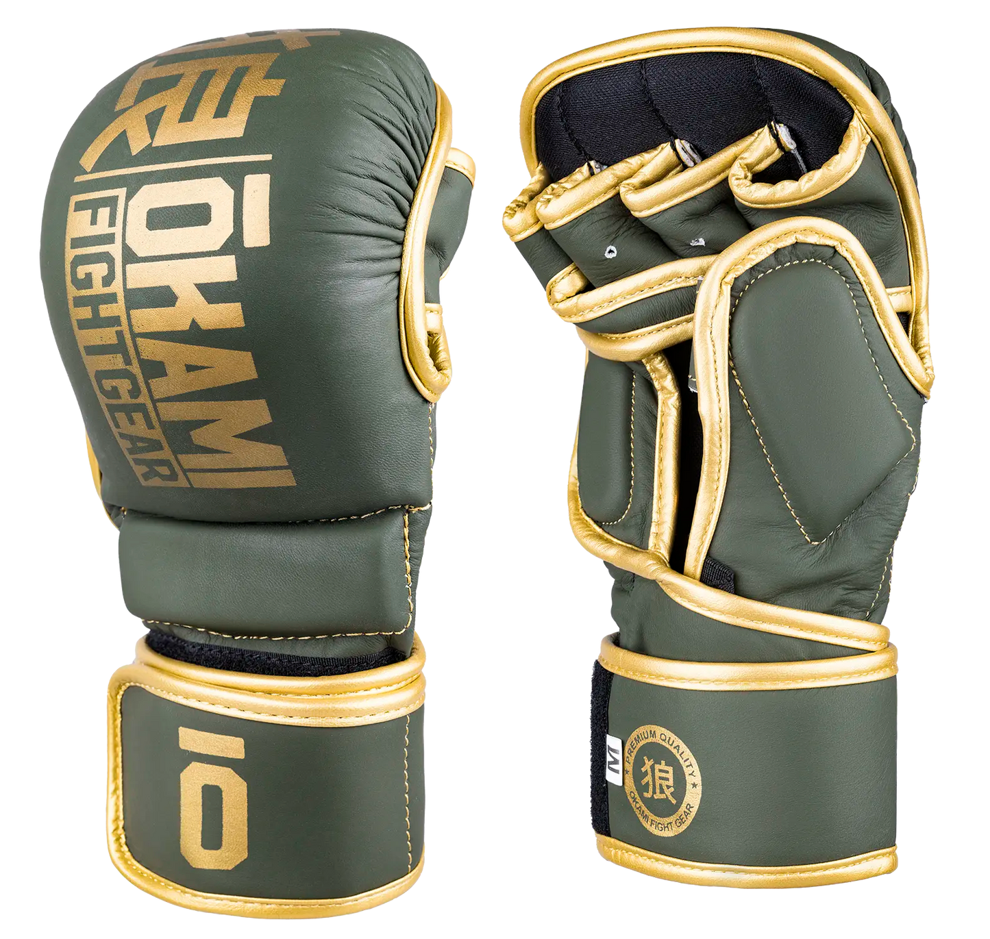 OKAMI FIGHTGEAR MMA Sparring Gloves V2 Olive/Gold