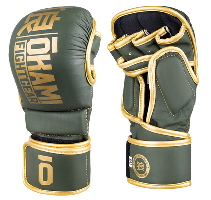 OKAMI FIGHTGEAR MMA Sparring Gloves V2 Olive/Gold