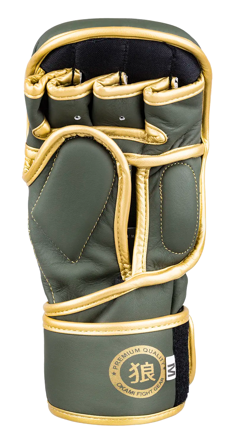 OKAMI FIGHTGEAR MMA Sparring Gloves V2 Olive/Gold