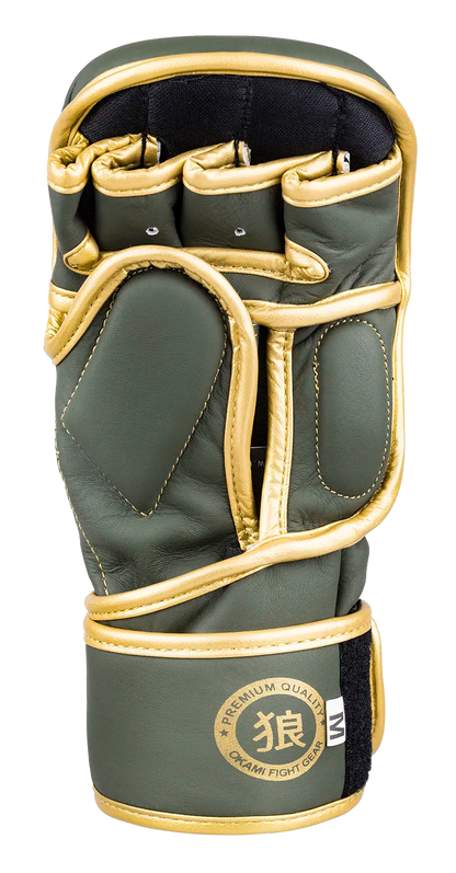 OKAMI FIGHTGEAR MMA Sparring Gloves V2 Olive/Gold