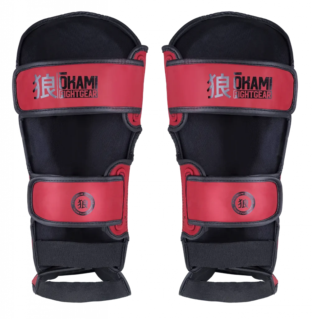 OKAMI FIGHTGEAR Shin Guards Competitor V2 Black/Red