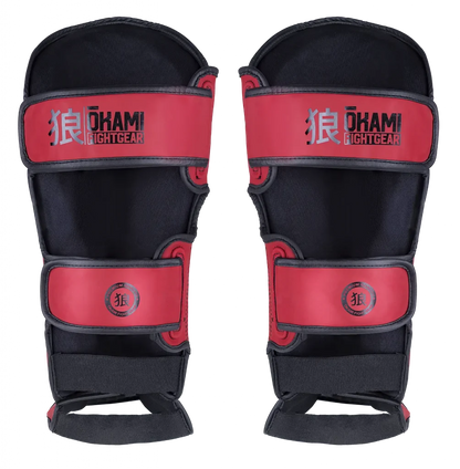 OKAMI FIGHTGEAR Shin Guards Competitor V2 Black/Red