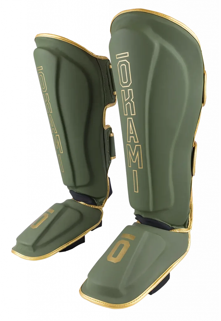 OKAMI FIGHTGEAR Shin Guards Competitor V2 Olive/Gold