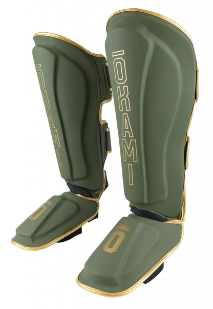 OKAMI FIGHTGEAR Shin Guards Competitor V2 Olive/Gold