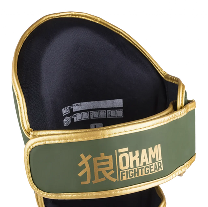 OKAMI FIGHTGEAR Shin Guards Competitor V2 Olive/Gold