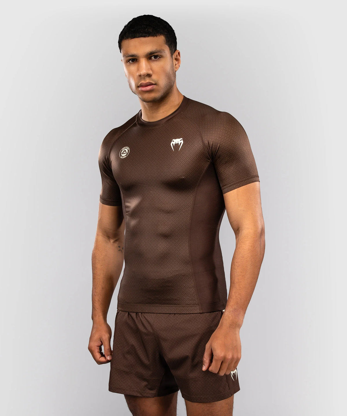 Venum x Roger Gracie Academy Kurzarm Rashguard - Dunkelbraun