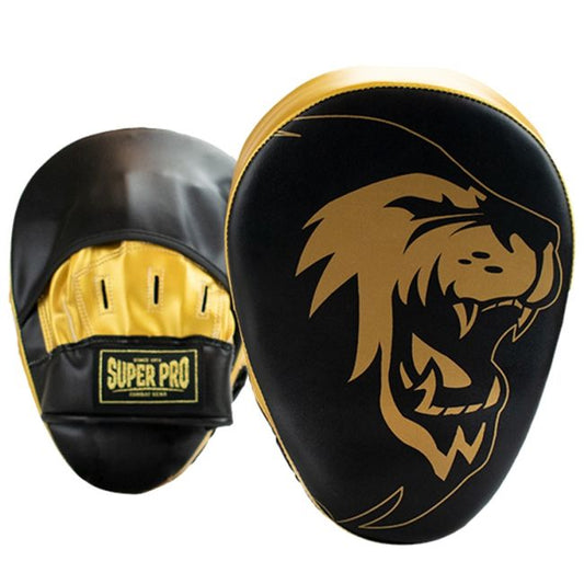 Super Pro Combat Gear Handpads, gebogen, PU, Schwarz/Gold