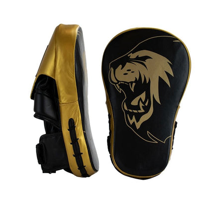 Super Pro Combat Gear Boxhandschuhe, lang, gebogen, Leder, Schwarz/Gold