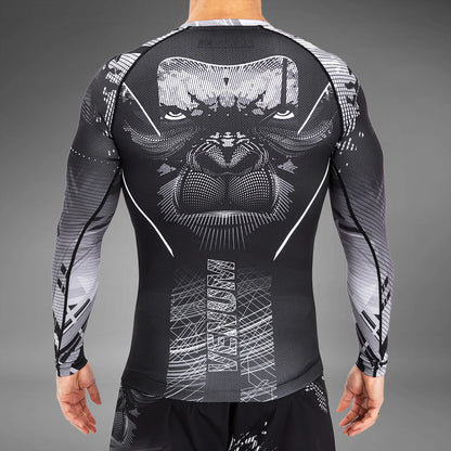 Venum Gorilla Jungle Dschungel Rashguard Langarm - Schwarz/Weiß