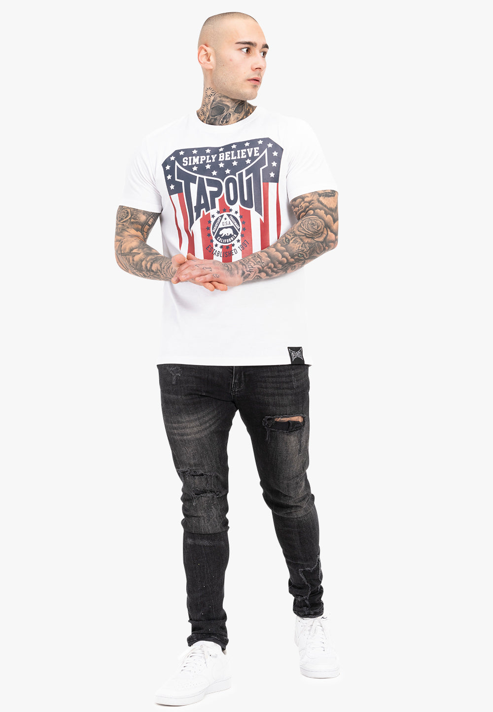 TAPERICANO Tapout Herren T-shirt normale Passform White/Red/Blue