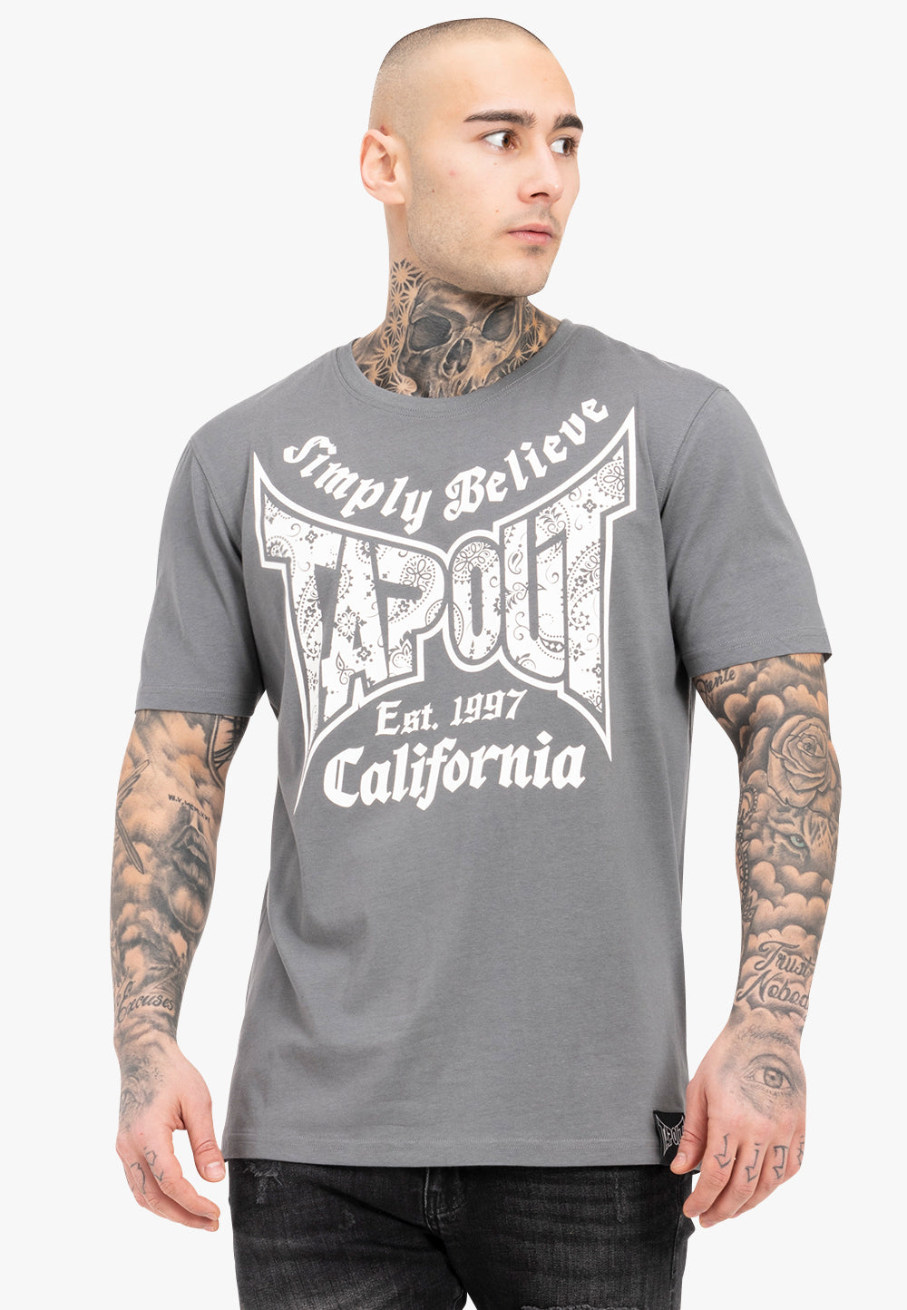 HAILY BE Tapout Herren T-shirt normale Passform Grey/White