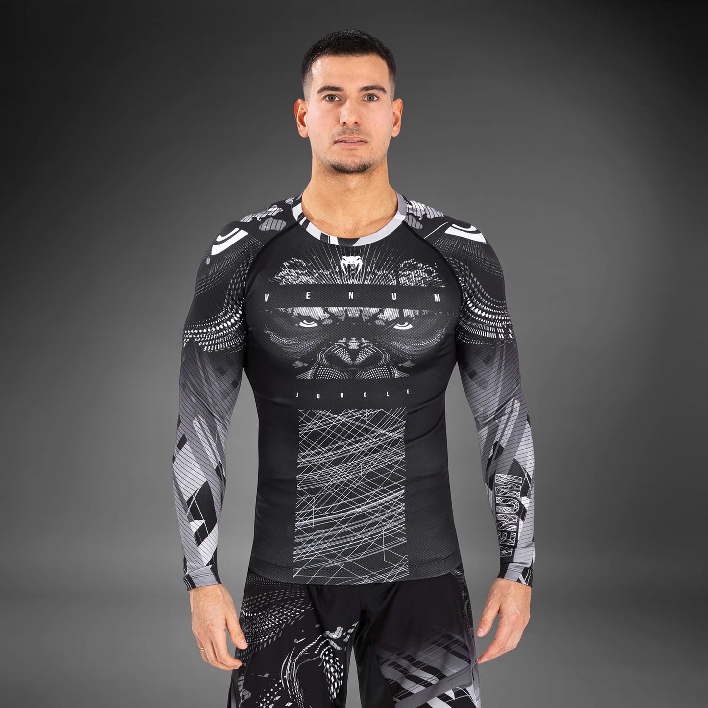 Venum Gorilla Jungle Dschungel Rashguard Langarm - Schwarz/Weiß
