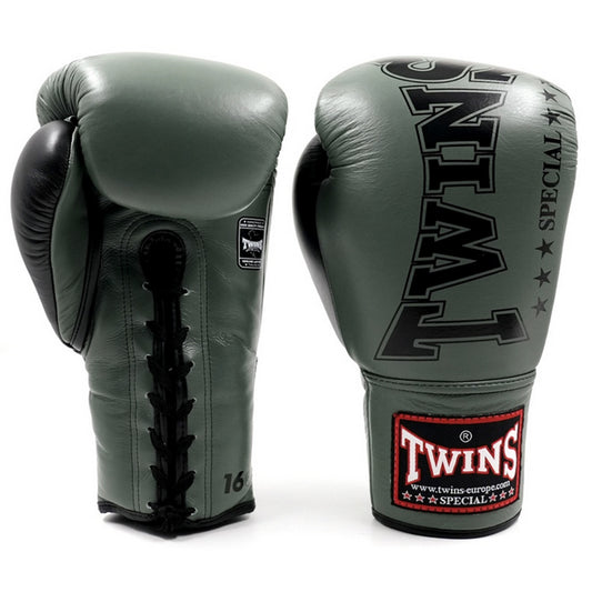 TWINS Leder Boxhandschuhe BGLL 8 OLIVE/BLACK
