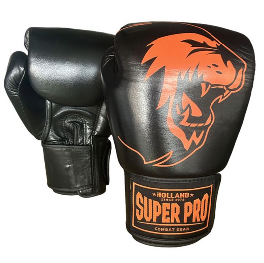 Super Pro Combat Gear (Kick-)Boxhandschuhe Nations Holland Leder schwarz-orange