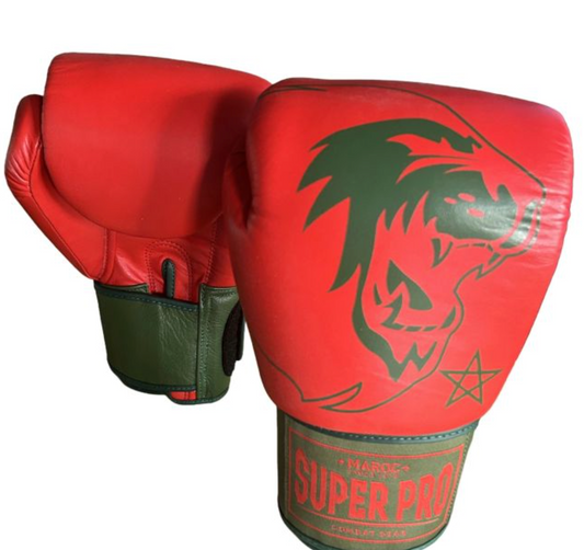 Super Pro Combat Gear (Kick-)Boxhandschuhe Nations Maroc Leder rot - grün
