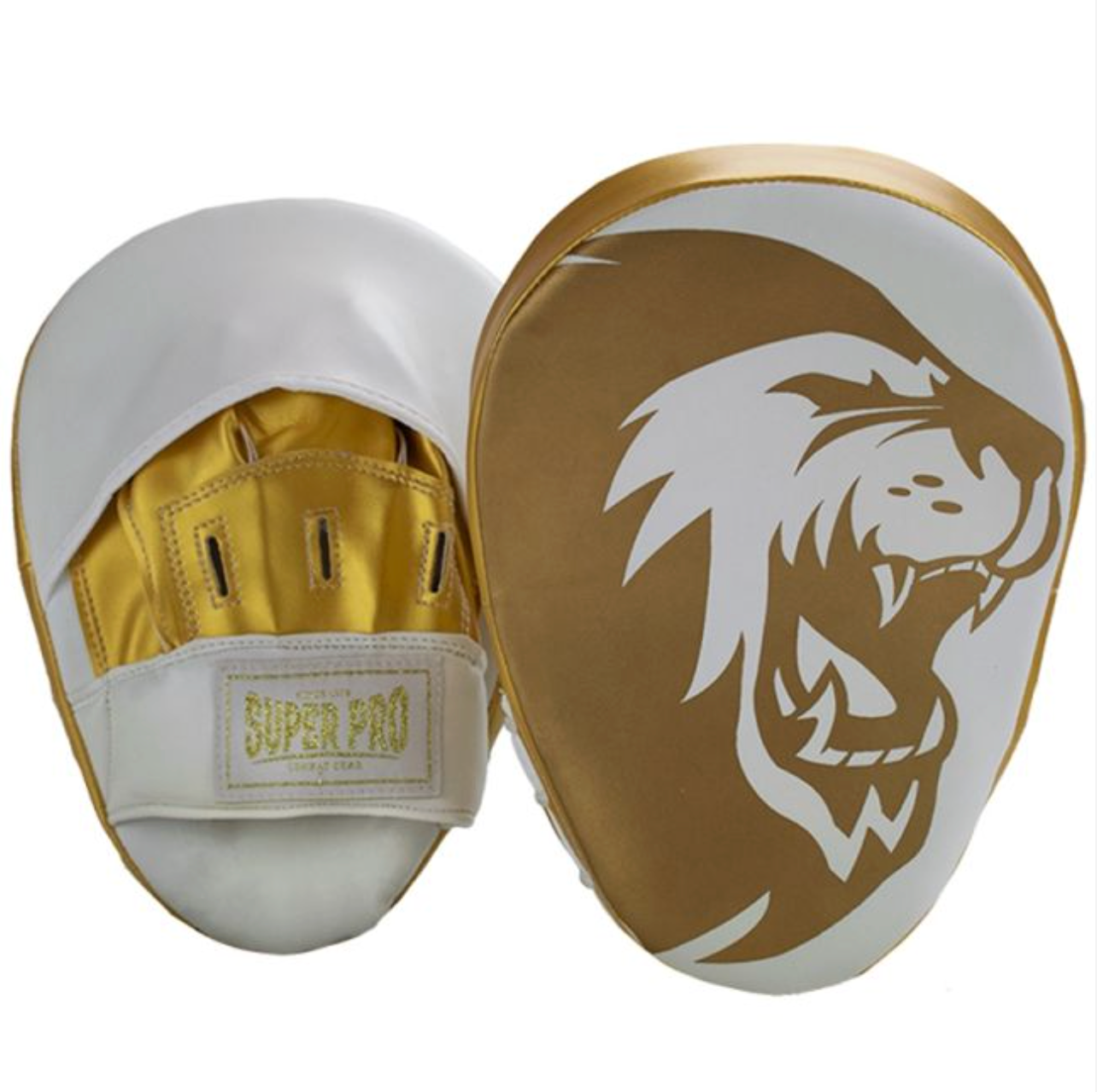 Super Pro Combat Gear Handpads Curved PU white gold