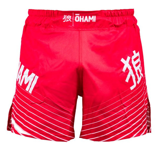 OKAMI FIGHT SHORTS BIG KANJI RED