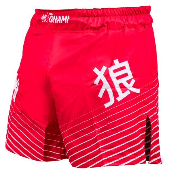 OKAMI FIGHT SHORTS BIG KANJI RED
